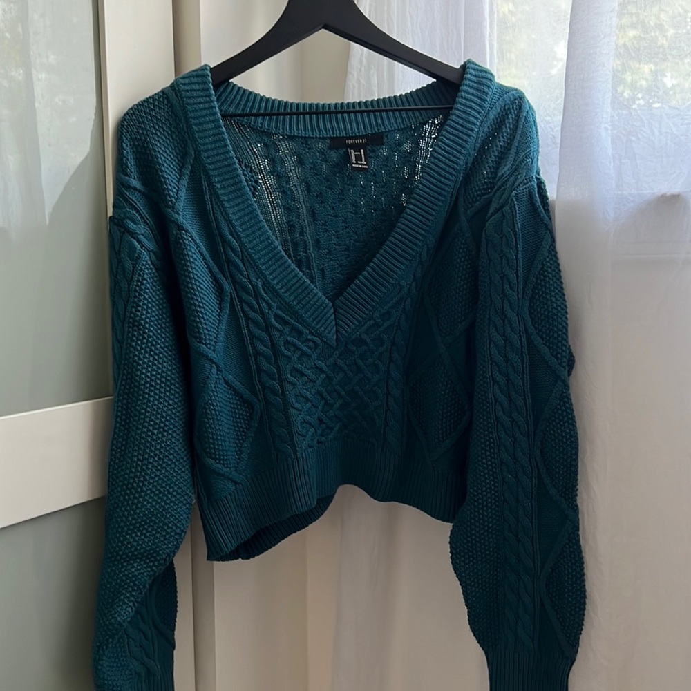 Dark green cropped sweater